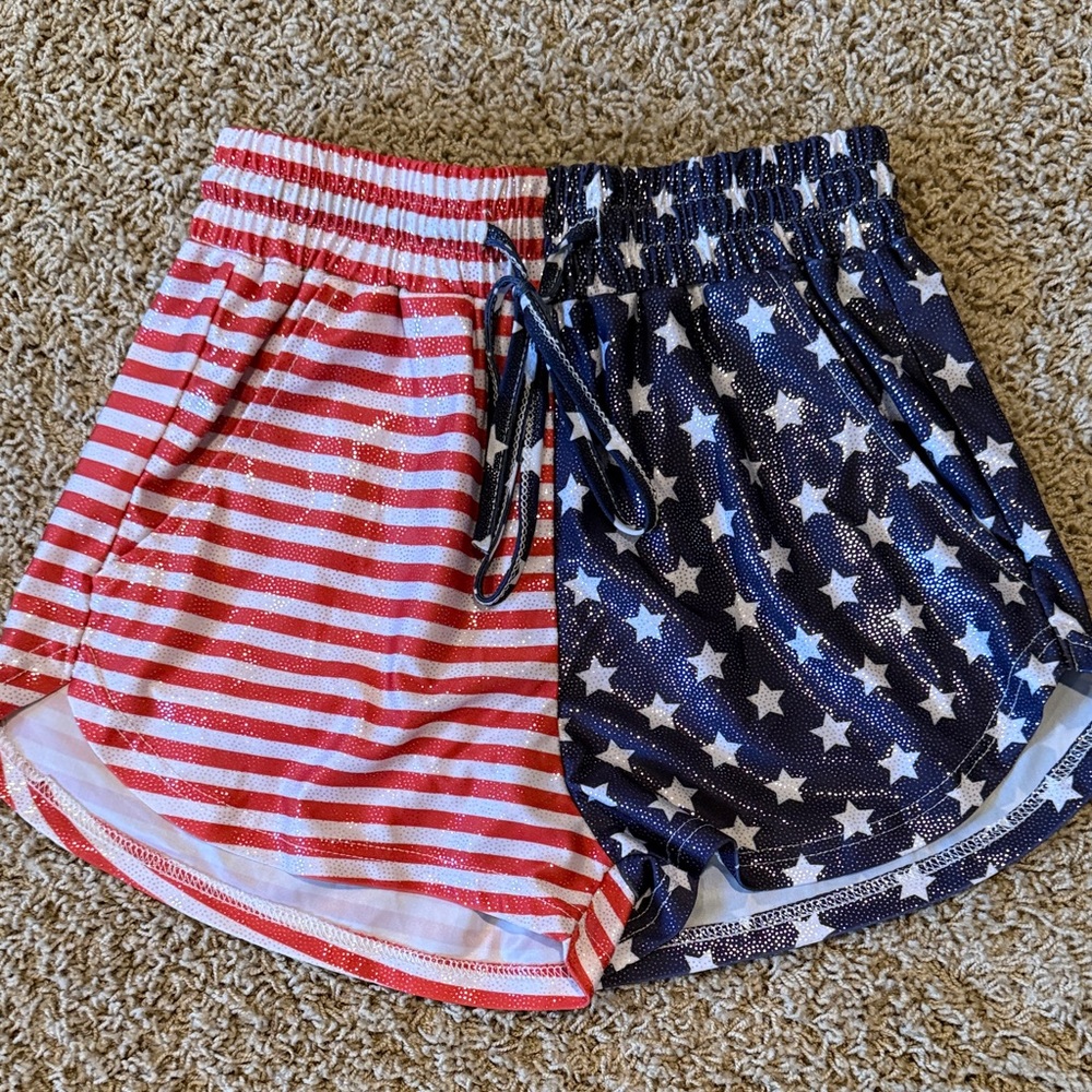 VENUS Red and Blue Star-Striped Athletic Shorts